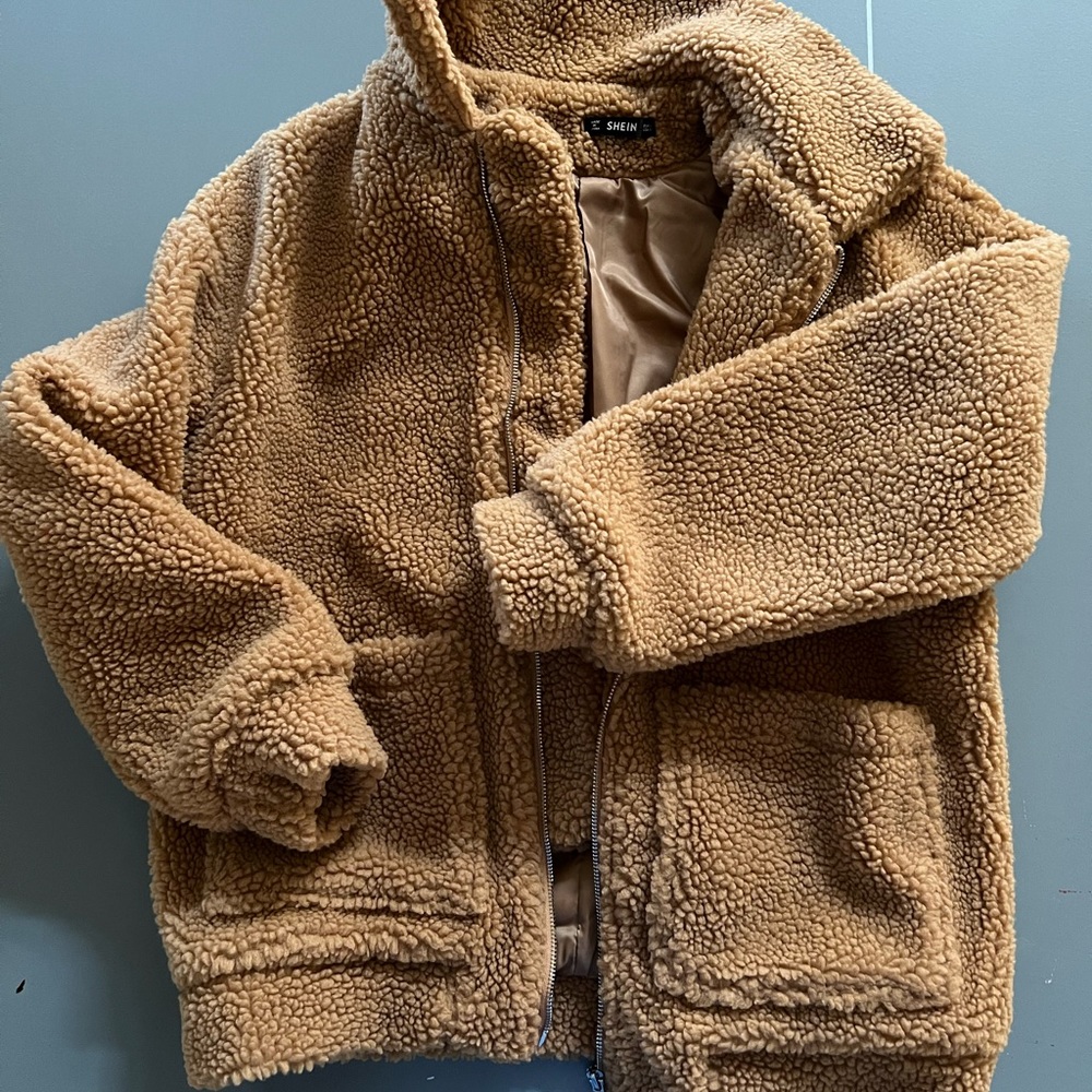 SHEIN teddy coat with pockets